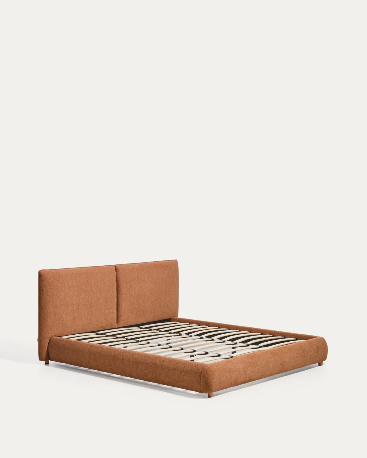 Cama Elerio en chenilla cobrizo suave para colchón de 180 x 200 cm
