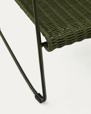 Sillón apilable Maurina de acero galvanizado verde y cuerda verde