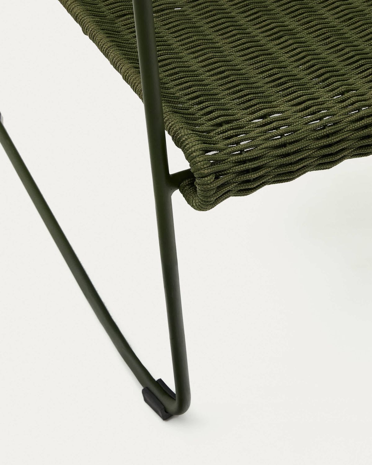 Sillón apilable Maurina de acero galvanizado verde y cuerda verde