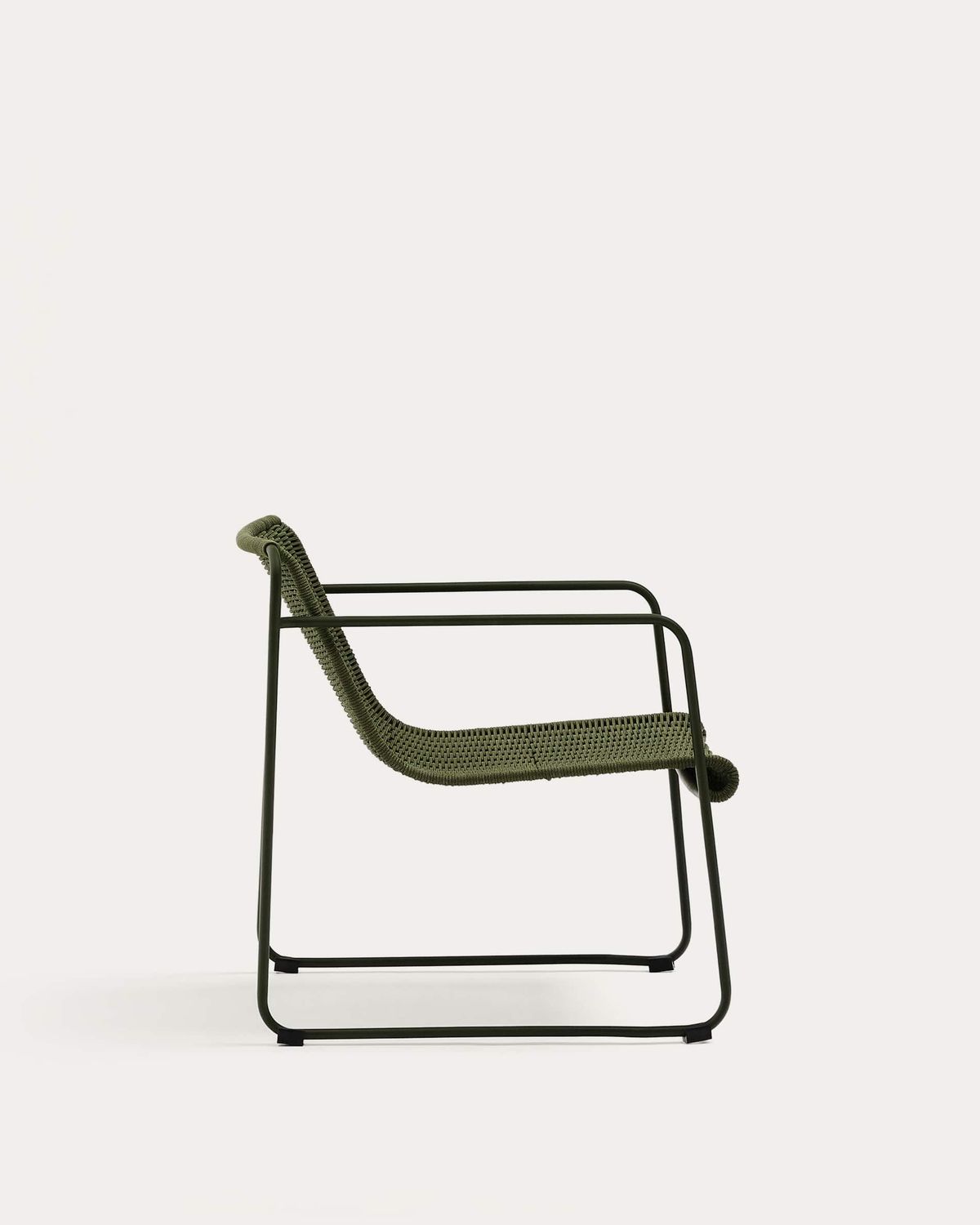 Sillón apilable Maurina de acero galvanizado verde y cuerda verde