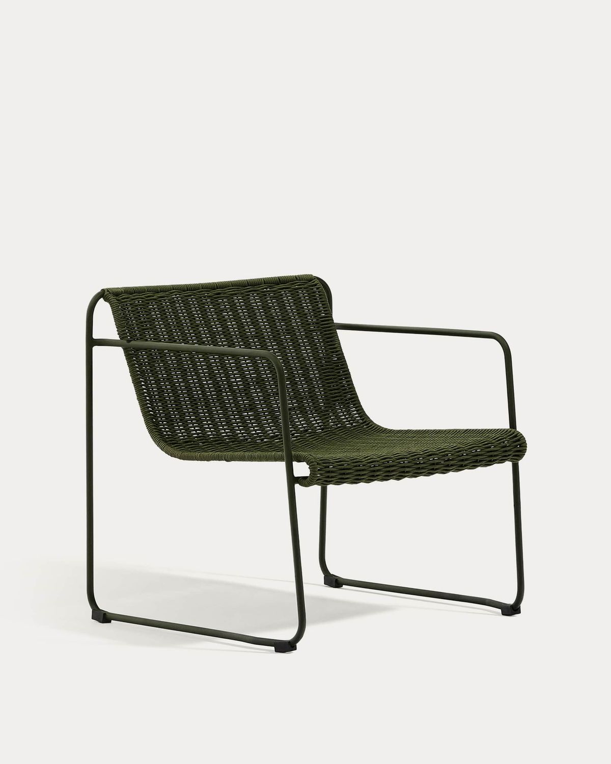 Sillón apilable Maurina de acero galvanizado verde y cuerda verde