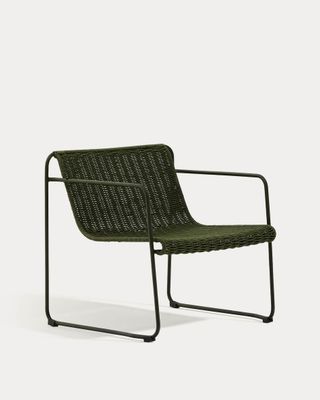 Sillón apilable Maurina de acero galvanizado verde y cuerda verde
