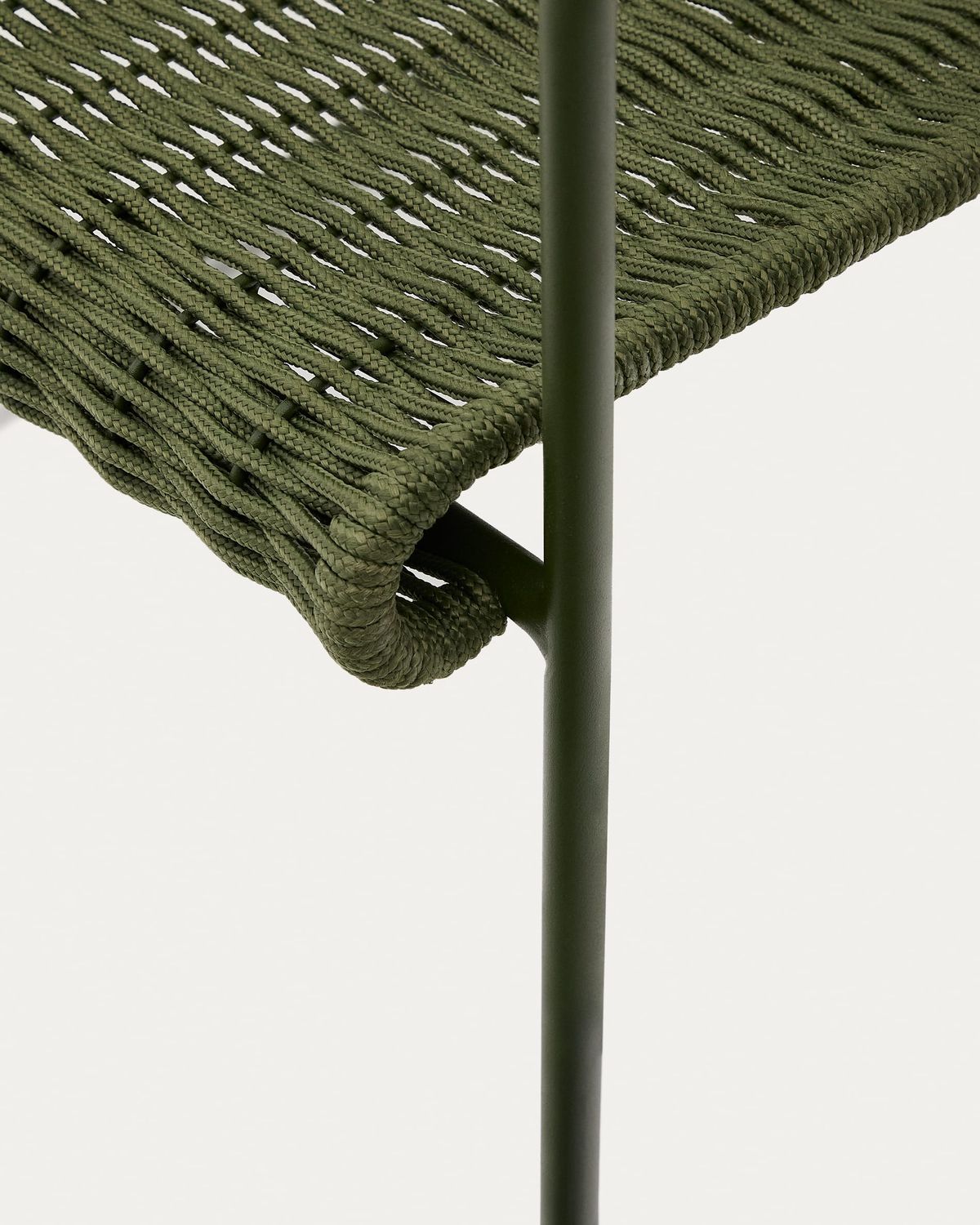 Sillón apilable Maurina de acero galvanizado verde y cuerda verde