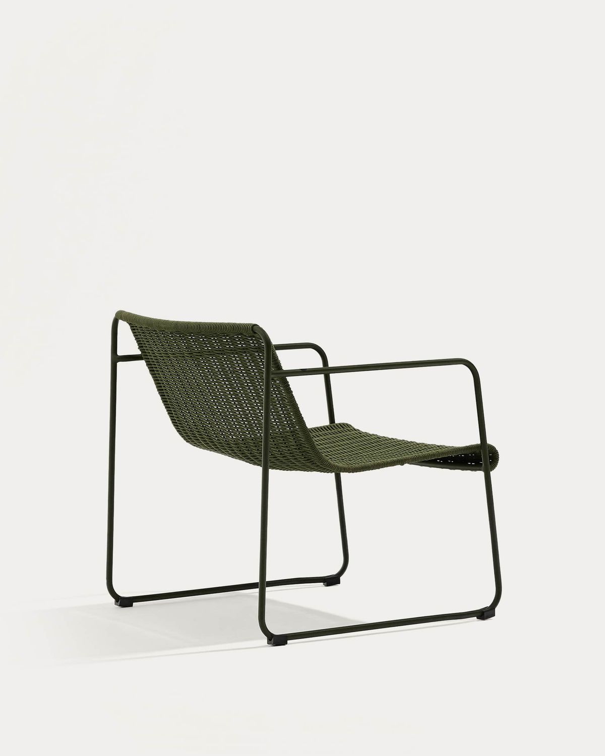 Sillón apilable Maurina de acero galvanizado verde y cuerda verde