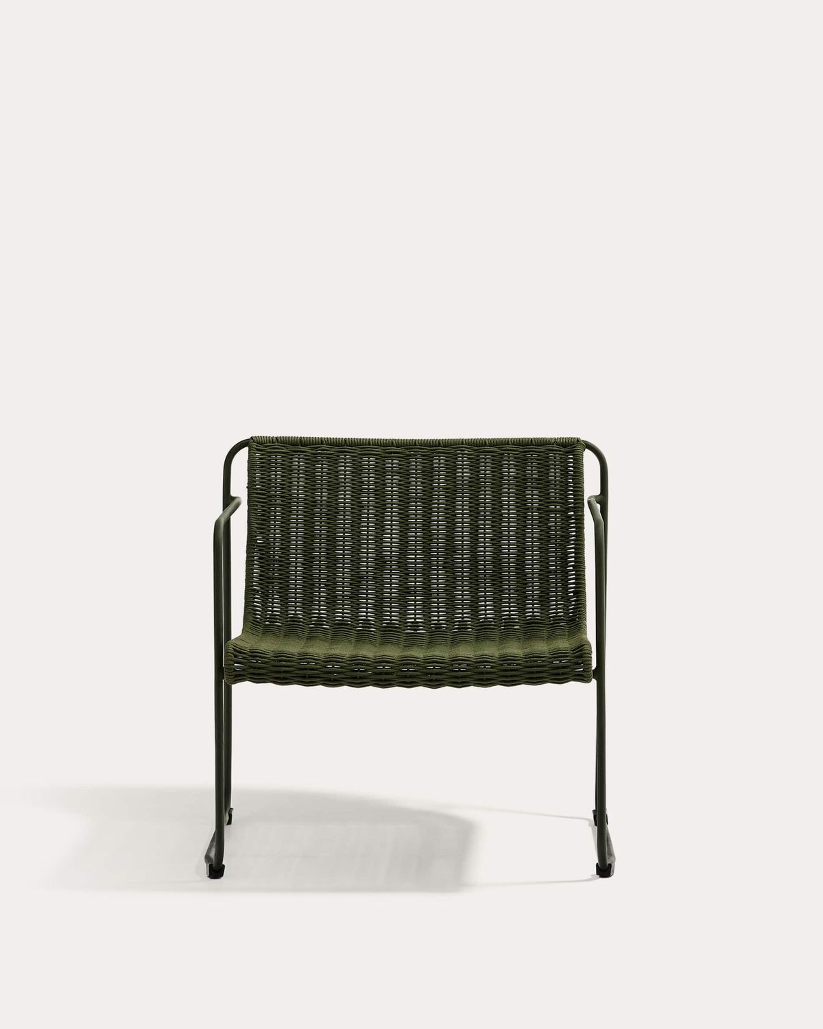 Sillón apilable Maurina de acero galvanizado verde y cuerda verde