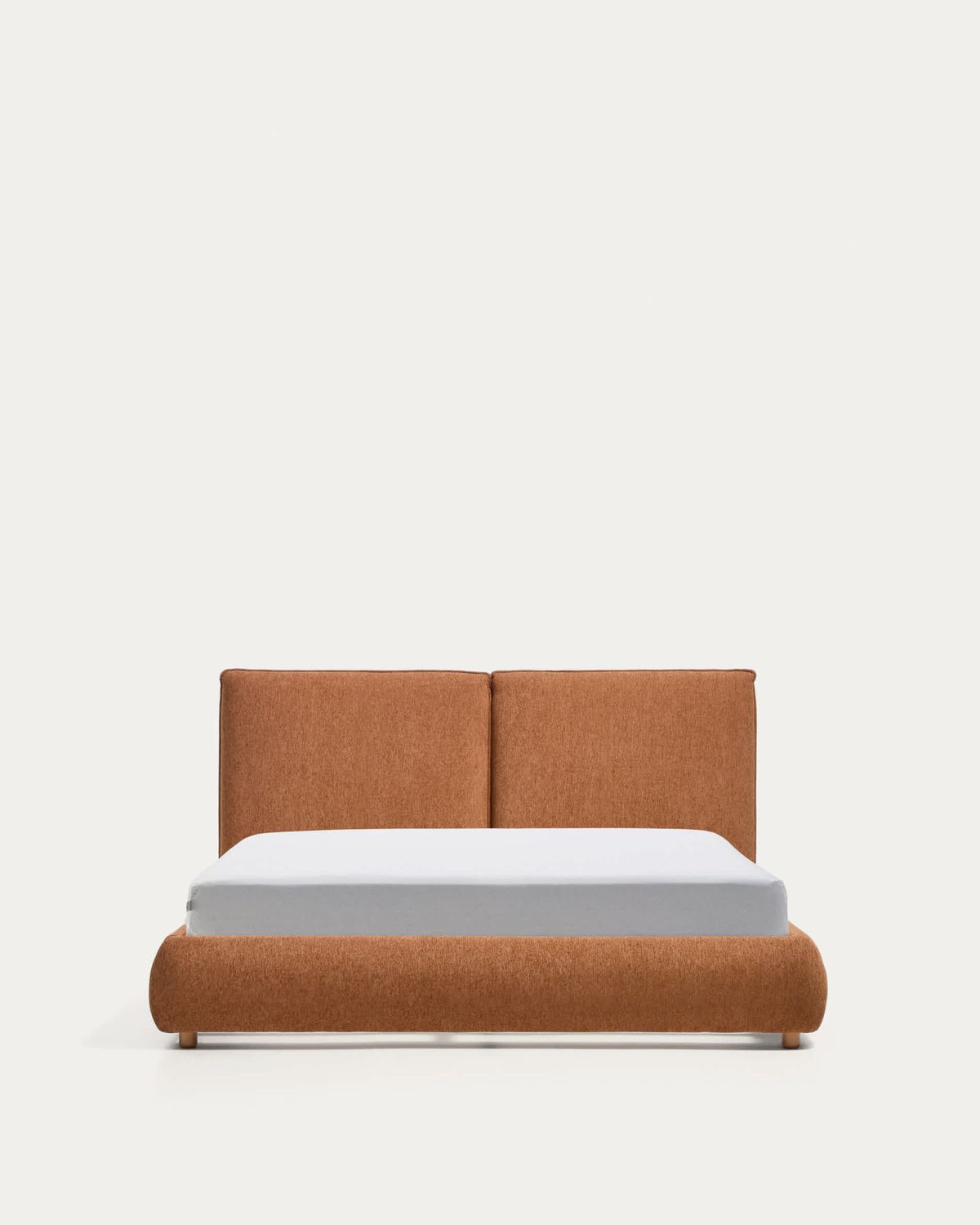 Cama Elerio en chenilla cobrizo suave para colchón de 150 x 200 cm FSC 100%