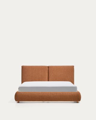 Cama Elerio en chenilla cobrizo suave para colchón de 150 x 200 cm FSC 100%