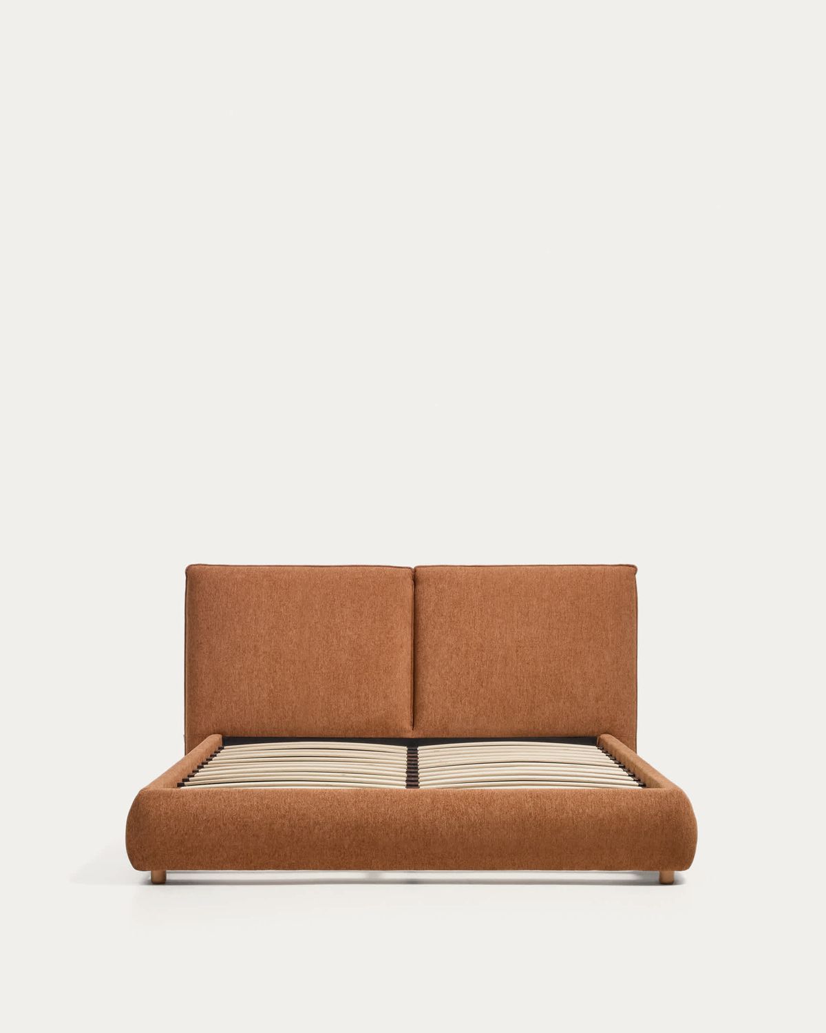 Cama Elerio en chenilla cobrizo suave para colchón de 150 x 200 cm FSC 100%