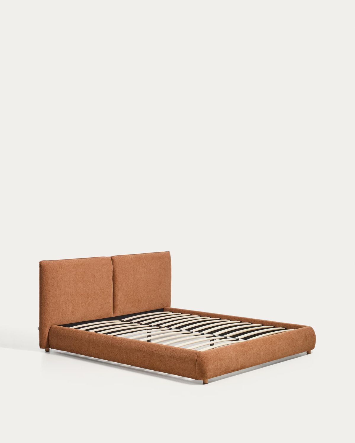 Cama Elerio en chenilla cobrizo suave para colchón de 150 x 200 cm FSC 100%