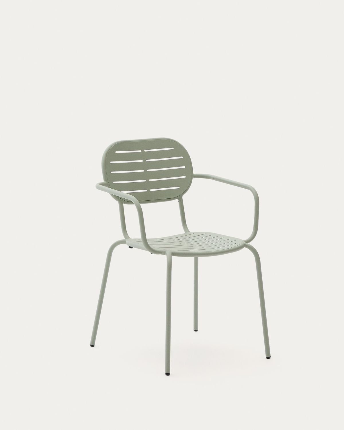 Silla apilable de exterior con reposabrazos Brai de acero galvanizado turquesa