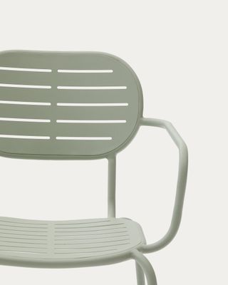 Silla apilable de exterior con reposabrazos Brai de acero galvanizado turquesa