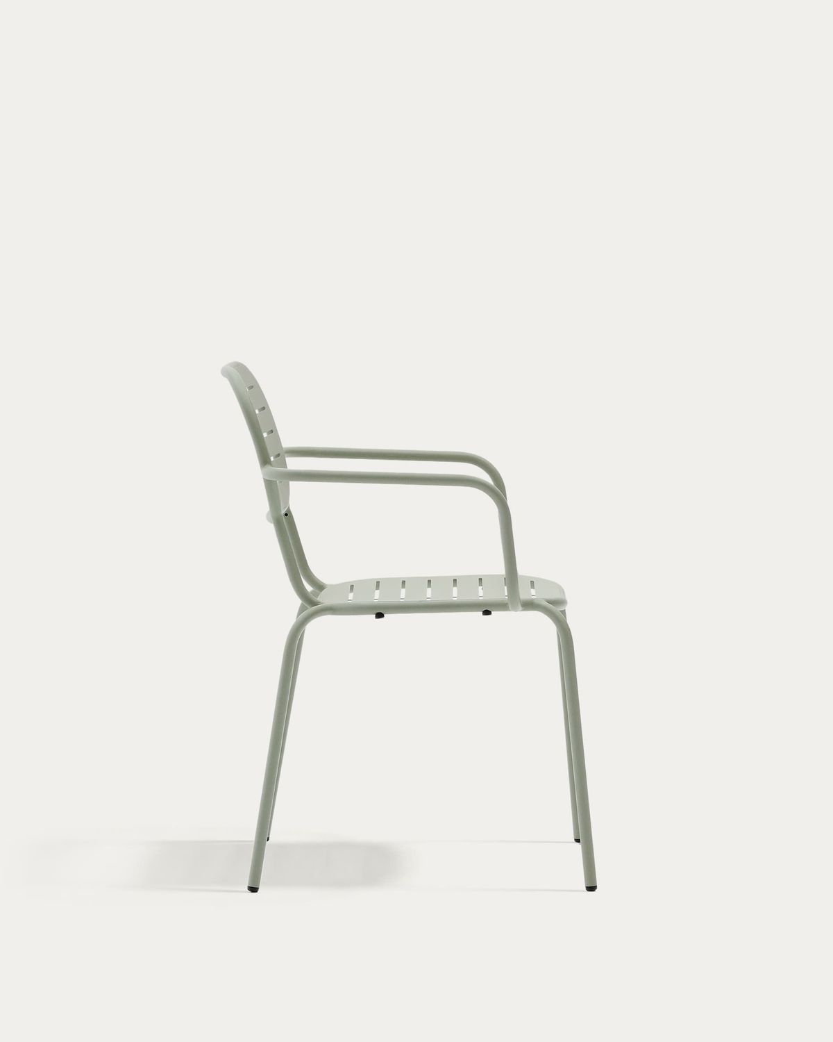 Silla apilable de exterior con reposabrazos Brai de acero galvanizado turquesa