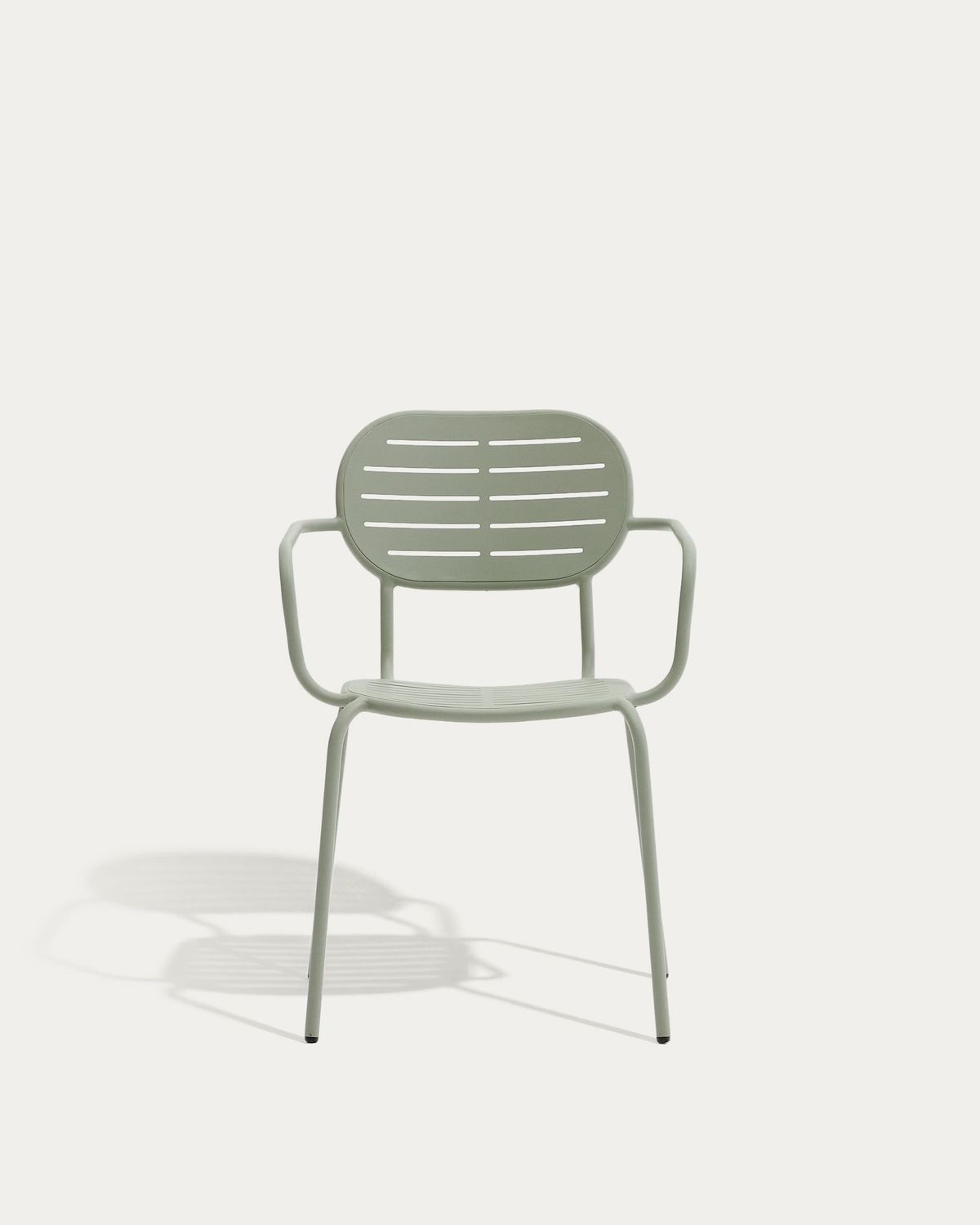 Silla apilable de exterior con reposabrazos Brai de acero galvanizado turquesa