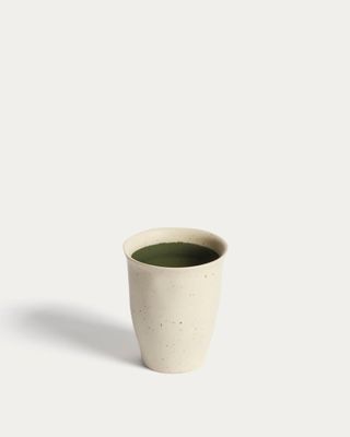 Taza Nale de cerámica beige con fondo verde Taza Nale de cerámica beige con fondo verde