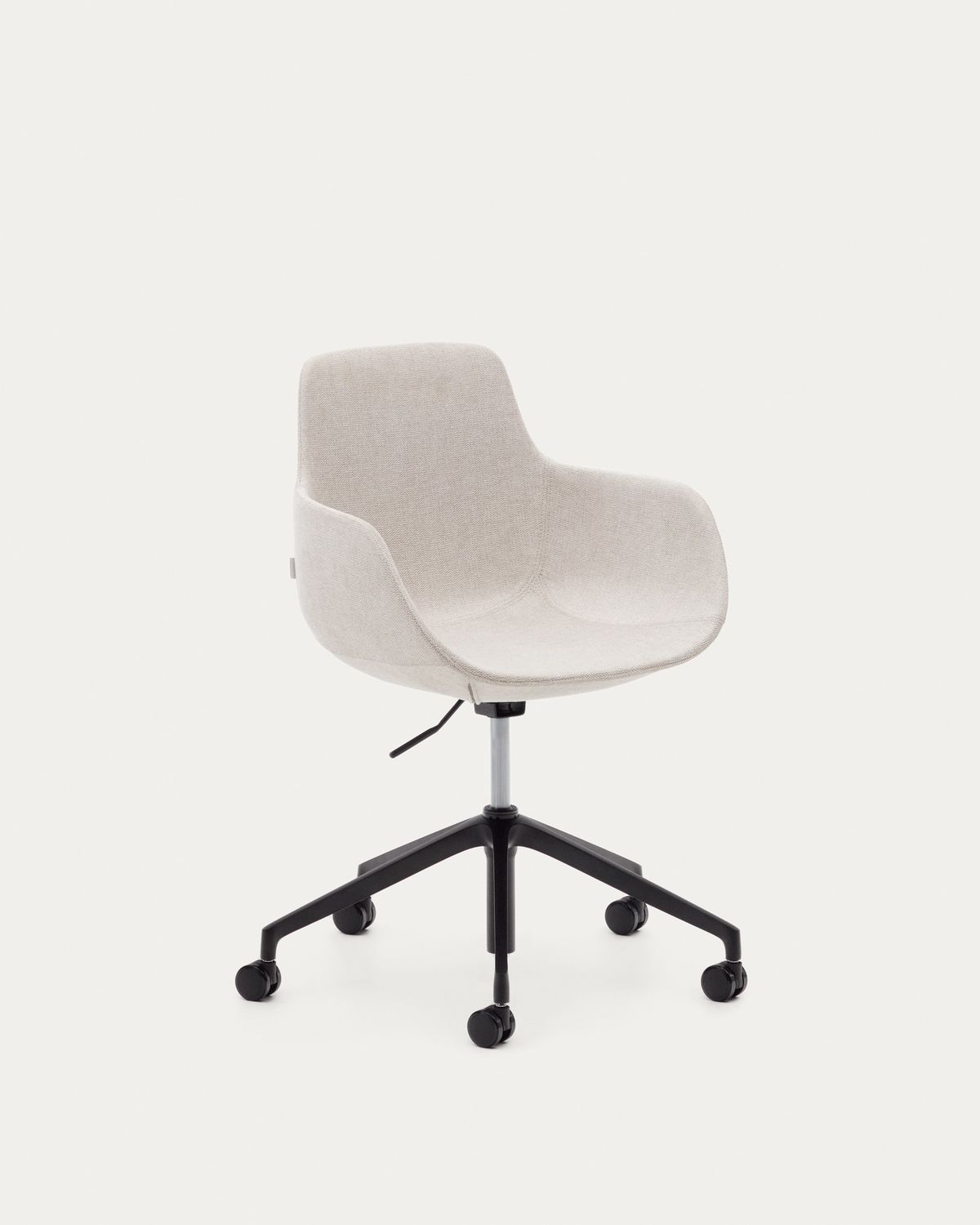 Silla de escritorio Tissiana beige y aluminio con acabado negro mate