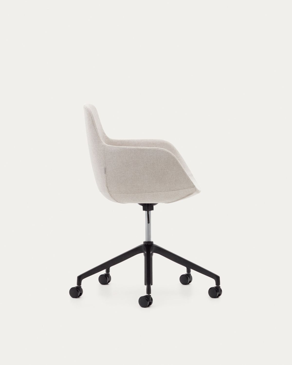 Silla de escritorio Tissiana beige y aluminio con acabado negro mate