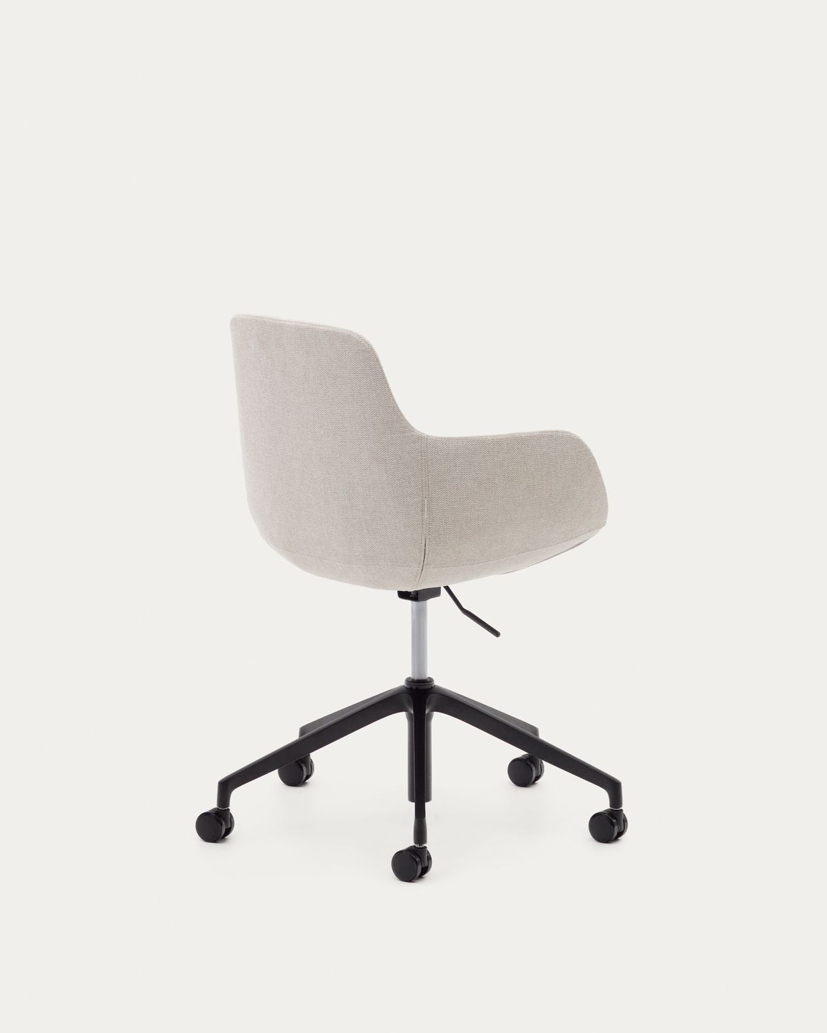 Silla de escritorio Tissiana beige y aluminio con acabado negro mate