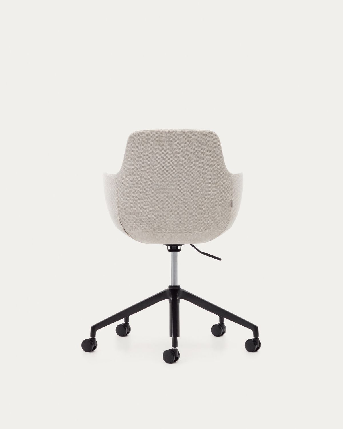 Silla de escritorio Tissiana beige y aluminio con acabado negro mate