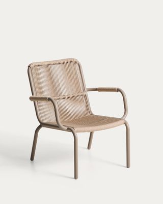 Sillón apilable Salis de aluminio topo y cuerda sintética beige