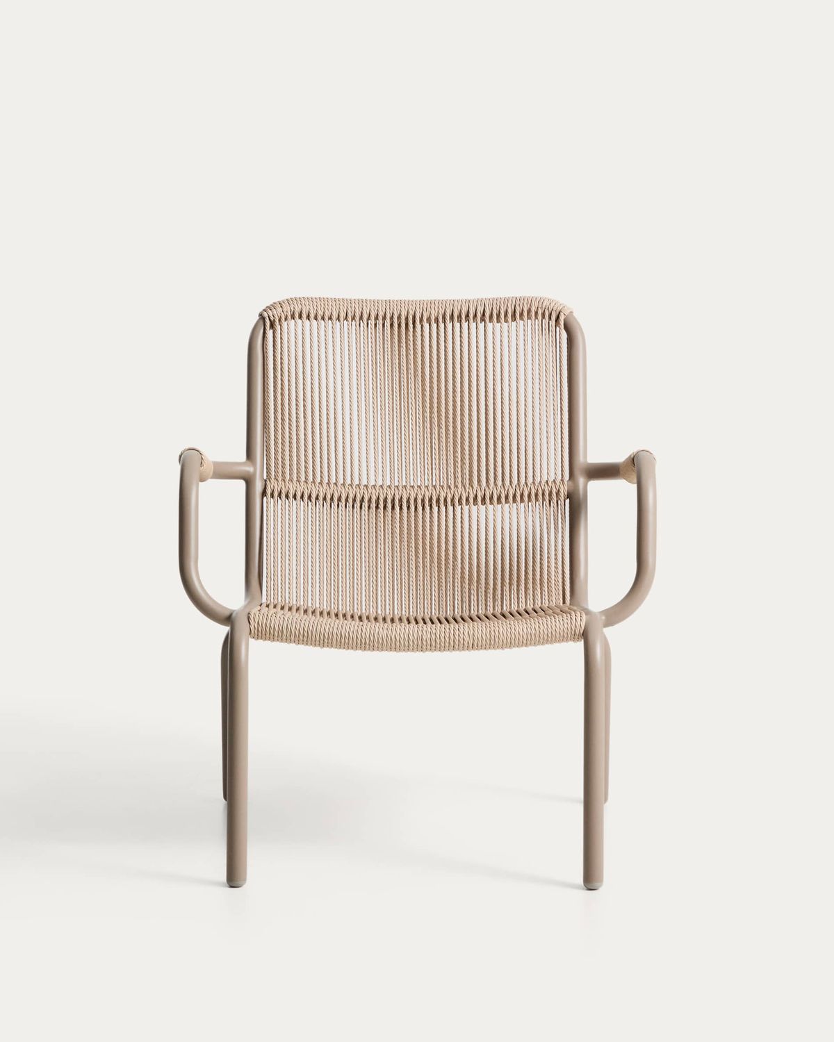 Sillón apilable Salis de aluminio topo y cuerda sintética beige