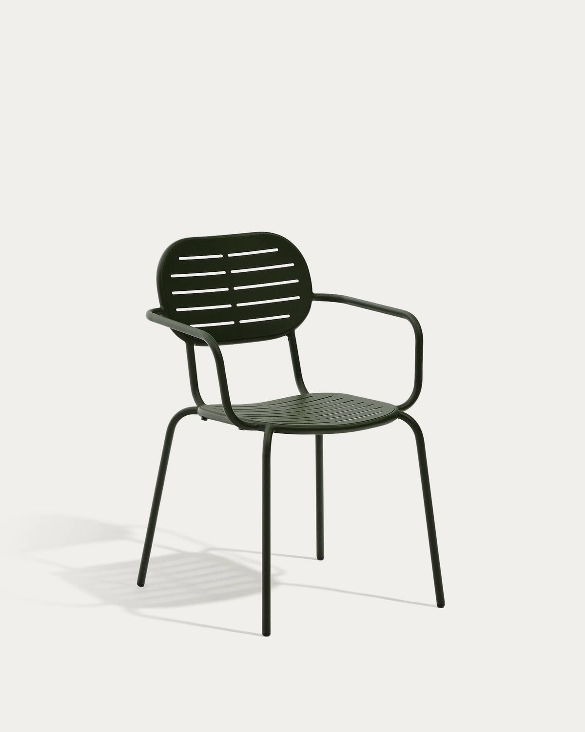 Silla apilable de exterior con reposabrazos Brai de acero galvanizado verde
