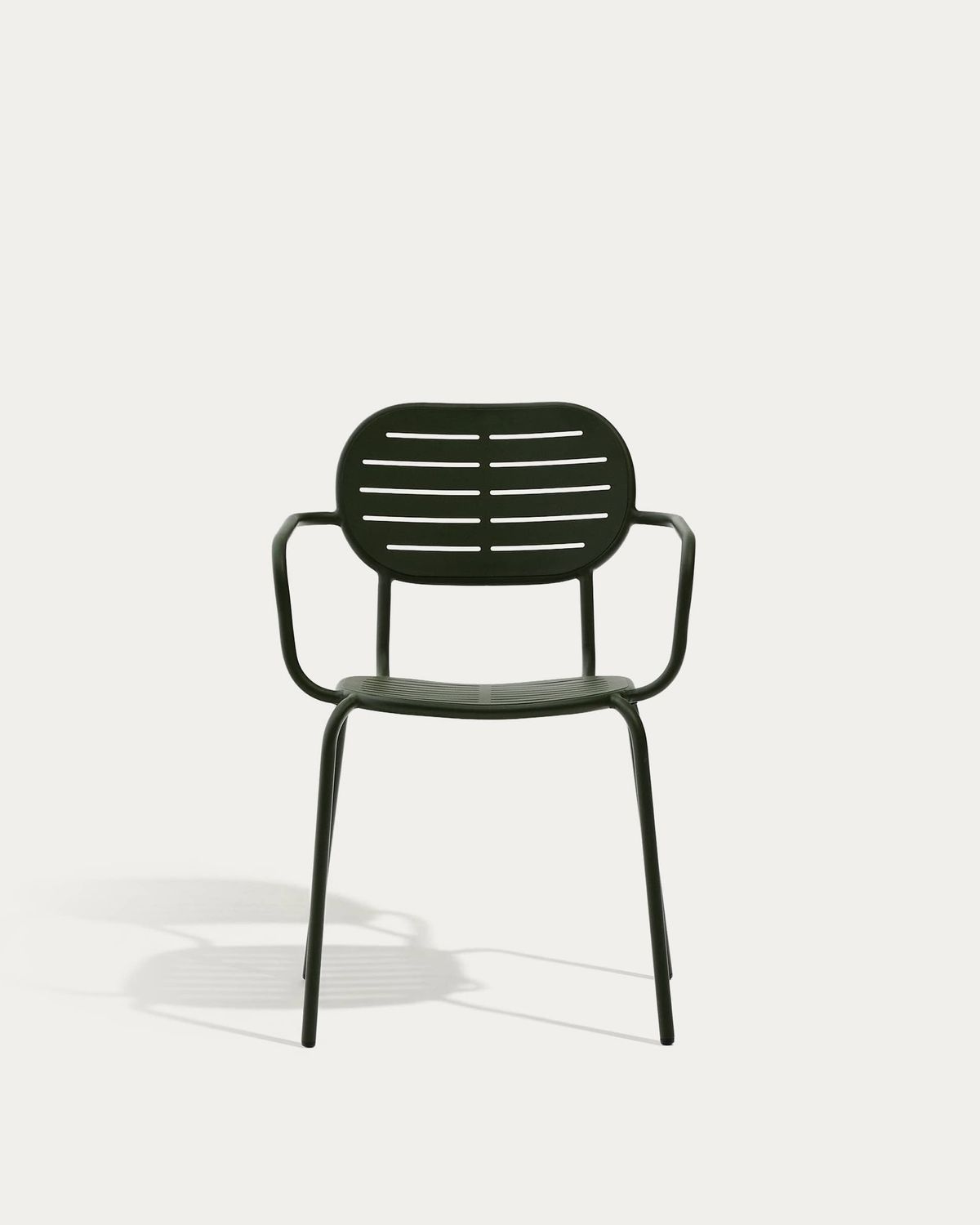 Silla apilable de exterior con reposabrazos Brai de acero galvanizado verde