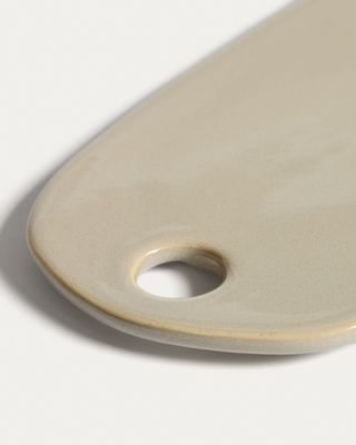 Tabla de servir Aderno de cerámica color marfil 43 x 12,3 cm