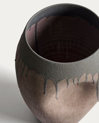 Jarrón Emiro de cerámica marrón 34 cm