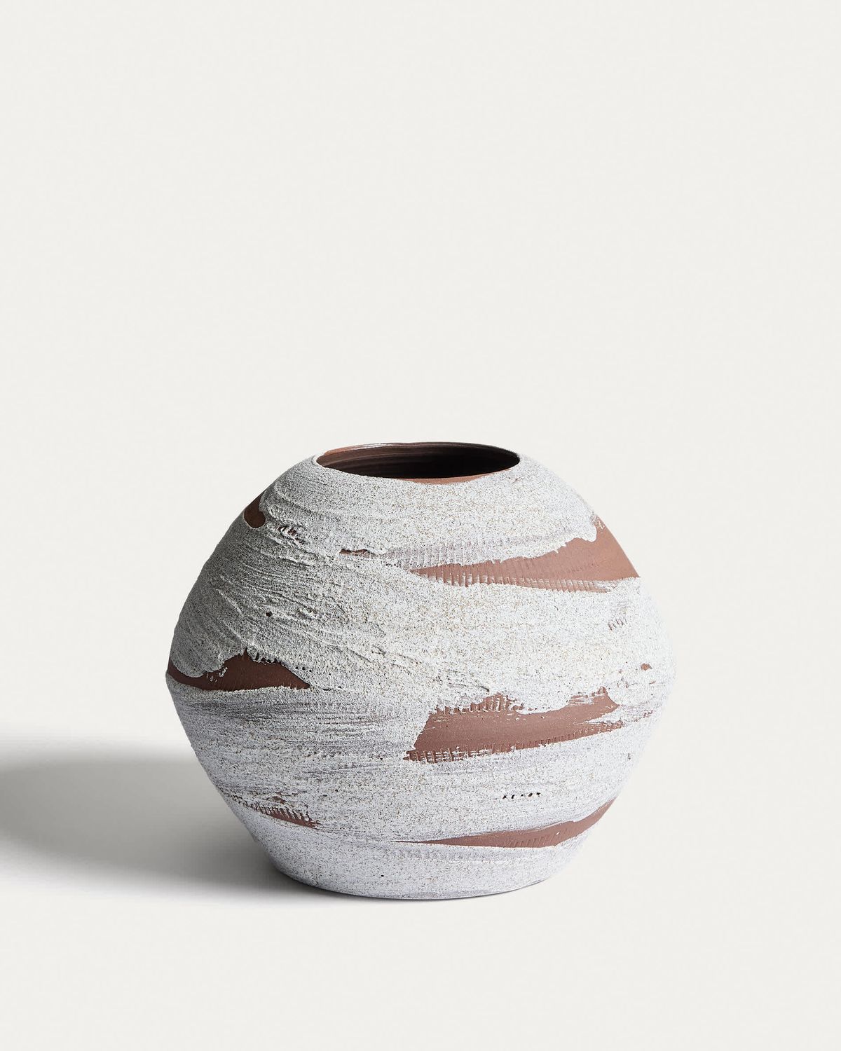 Jarrón Emiro de cerámica terracota y blanco 24 cm