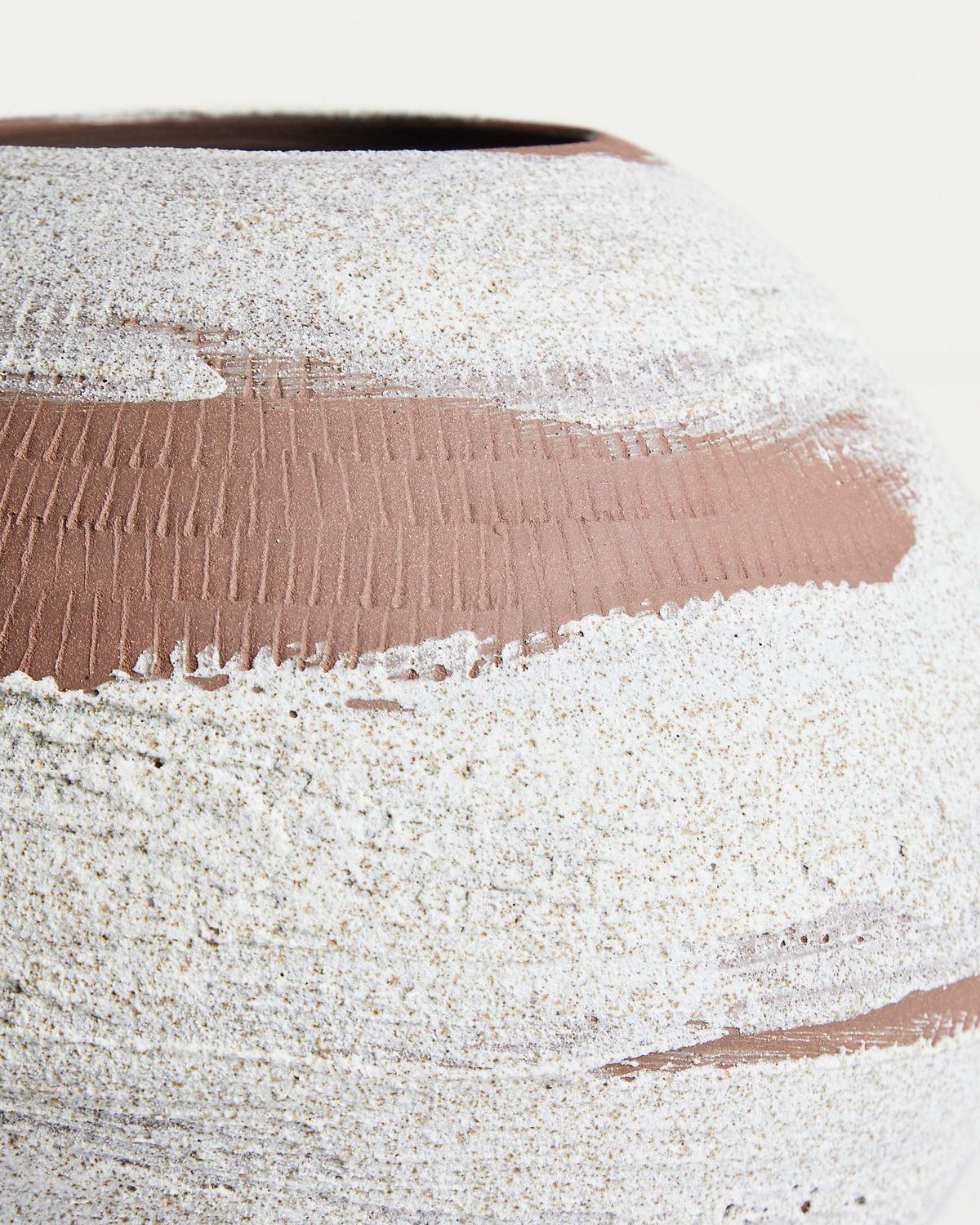 Jarrón Emiro de cerámica terracota y blanco 24 cm