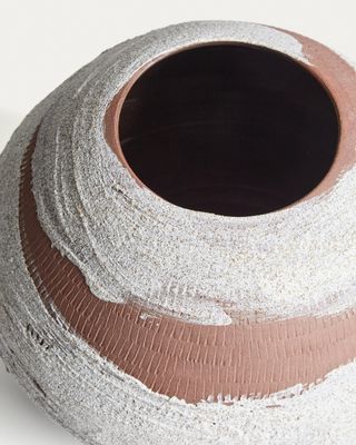 Jarrón Emiro de cerámica terracota y blanco 24 cm