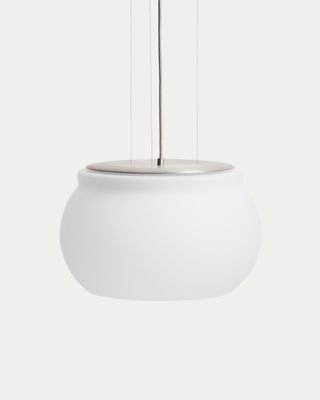Lámpara de techo LED Leruna de vidrio glaseado y metal con acabado galvanizado Ø 40 cm