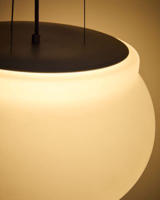 Lámpara de techo LED Leruna de vidrio glaseado y metal con acabado galvanizado Ø 40 cm