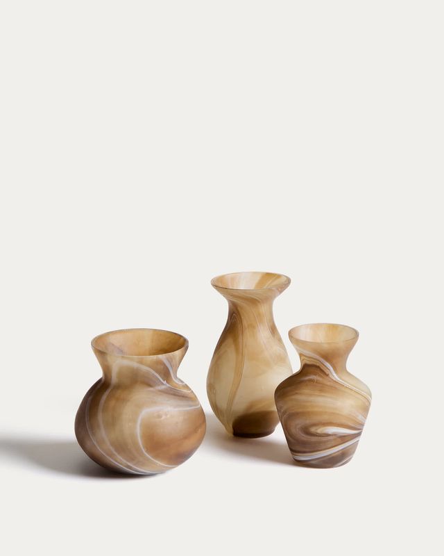 Set Nerola de 3 jarrones de vidrio en tonos marrones 10 cm / 9,5 cm / 12,5 cm