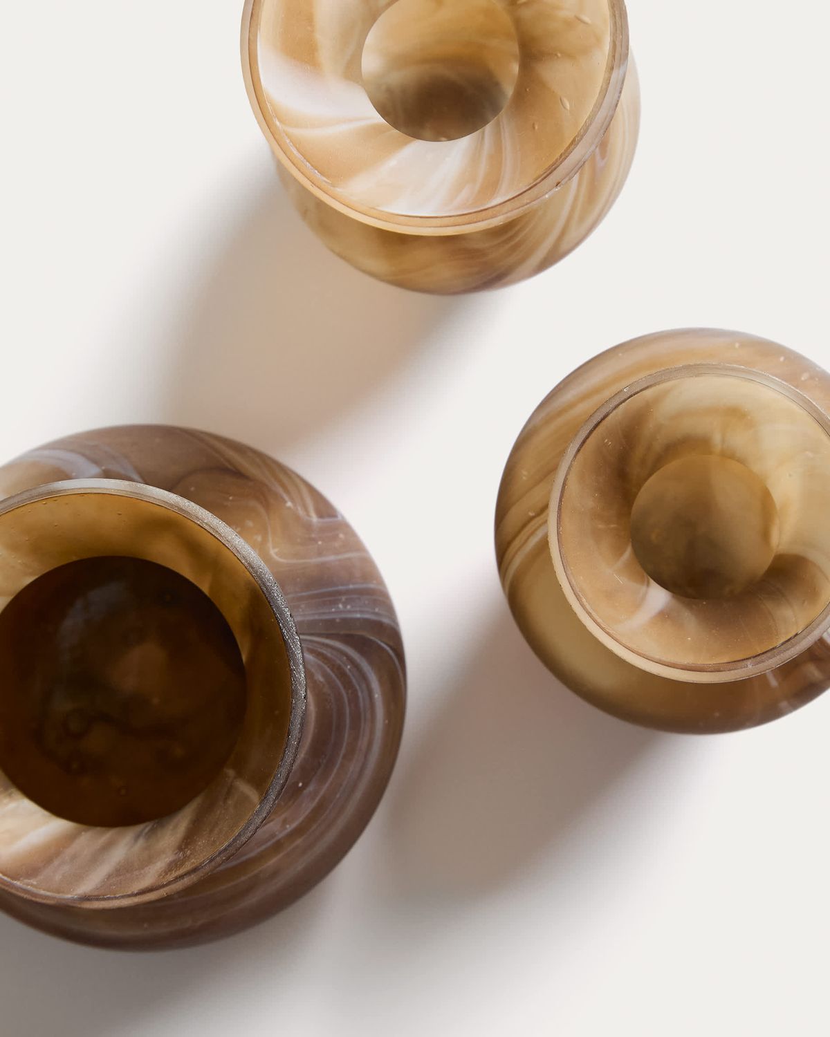 Set Nerola de 3 jarrones de vidrio en tonos marrones 10 cm / 9,5 cm / 12,5 cm