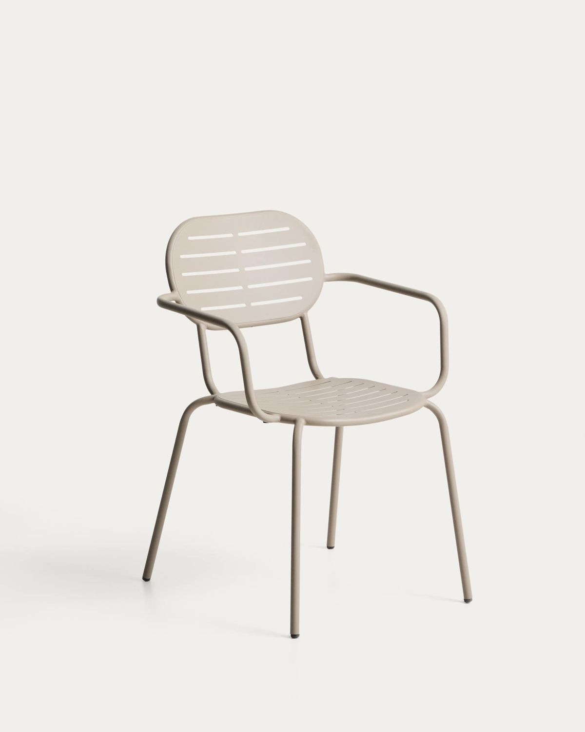 Silla apilable de exterior con reposabrazos Brai de acero galvanizado topo