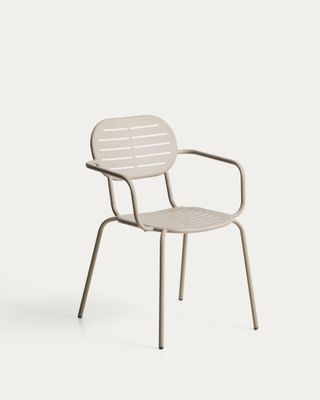 Silla apilable de exterior con reposabrazos Brai de acero galvanizado topo Silla apilable de exterior con reposabrazos Brai de acero galvanizado topo