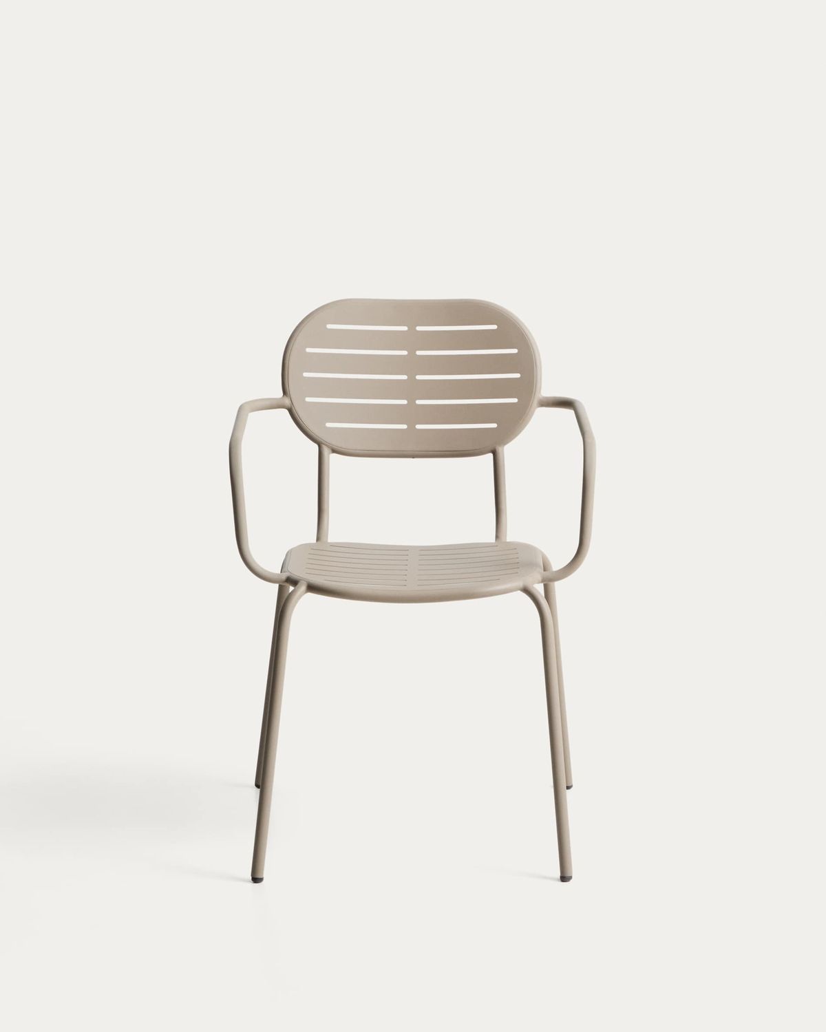 Silla apilable de exterior con reposabrazos Brai de acero galvanizado topo