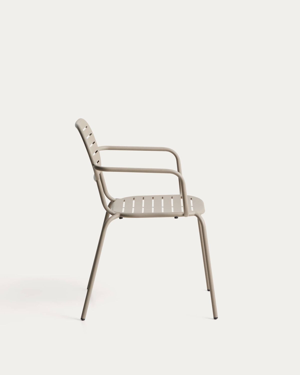 Silla apilable de exterior con reposabrazos Brai de acero galvanizado topo