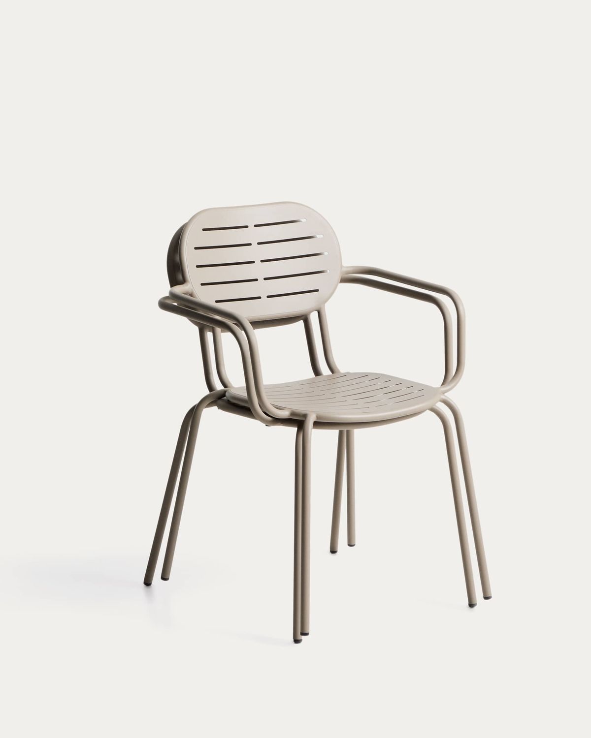 Silla apilable de exterior con reposabrazos Brai de acero galvanizado topo