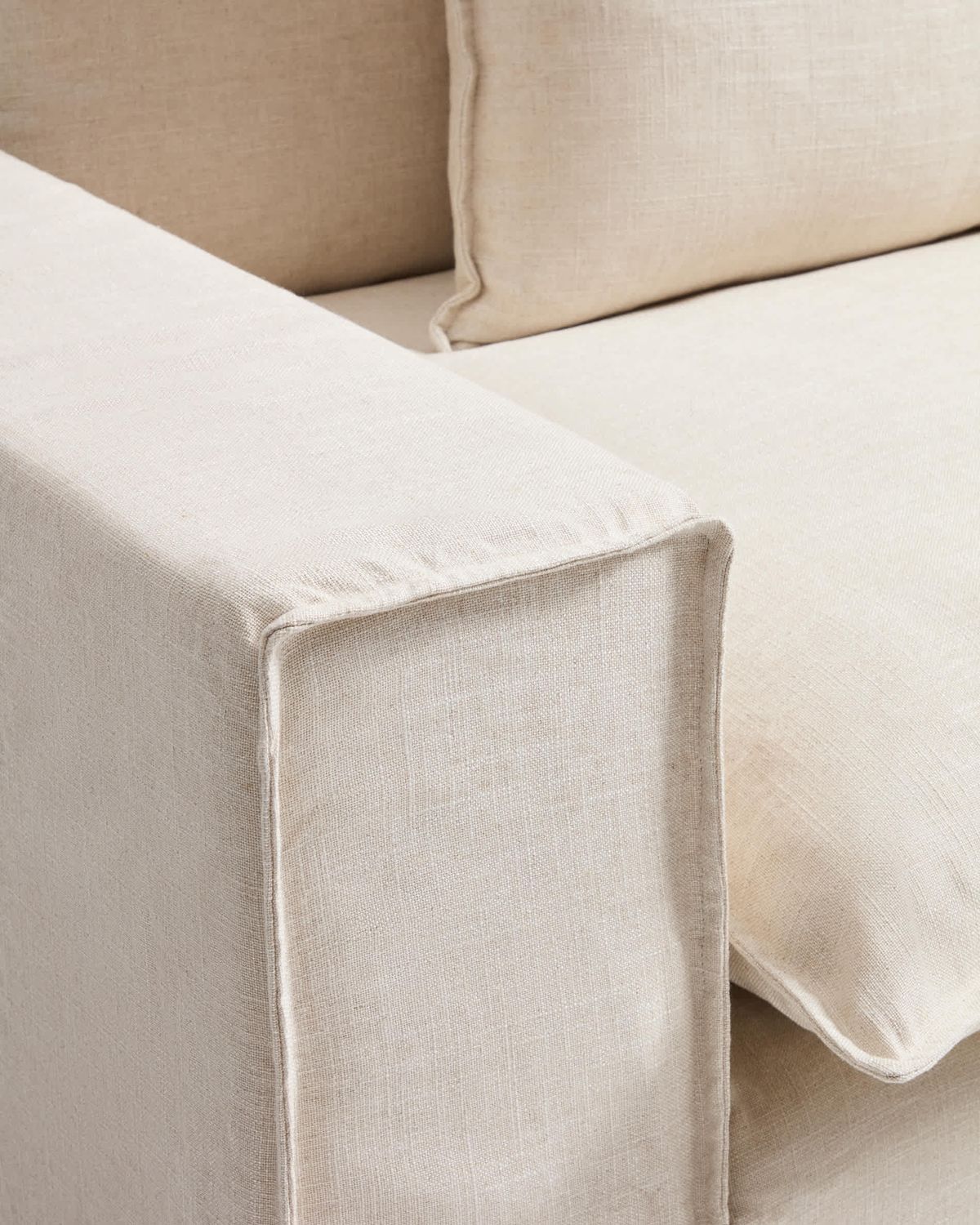 Butaca desenfundable Anarela de lino y viscosa beige 150 cm FSC Mix Credit