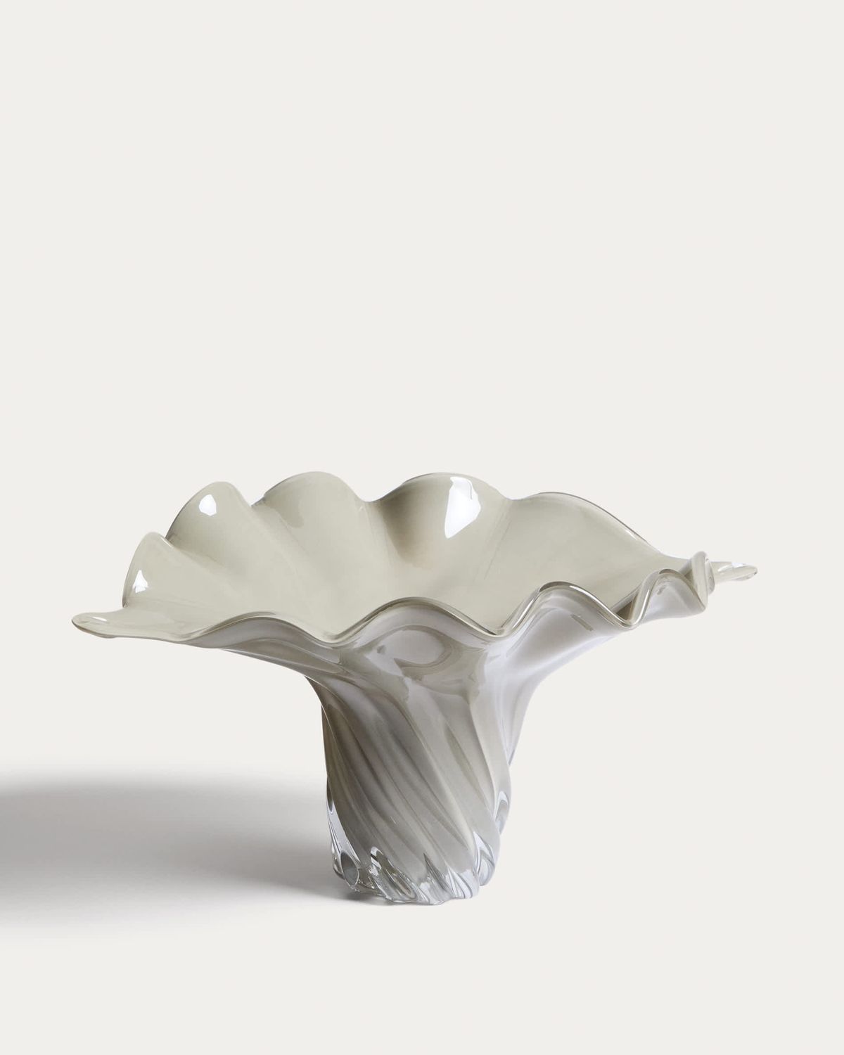 Centro de mesa Lurea de vidrio verde grisáceo 56 x 36,5 cm