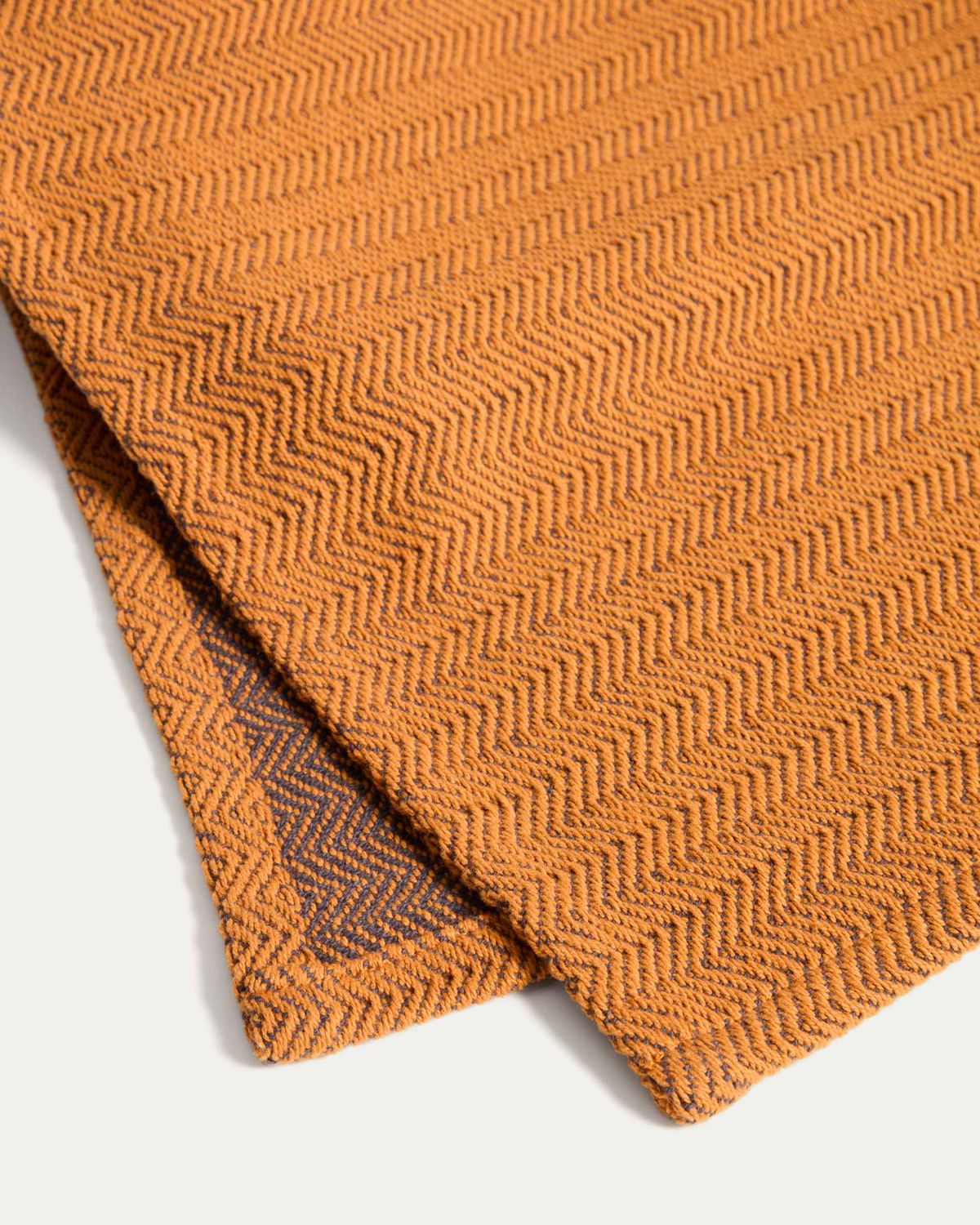 Camino de mesa Tieva de algodón jacquard naranja 50 x 150 cm