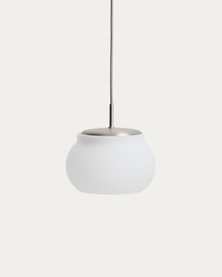 Lámpara de techo LED Leruna de vidrio glaseado y metal con acabado galvanizado Ø 20 cm