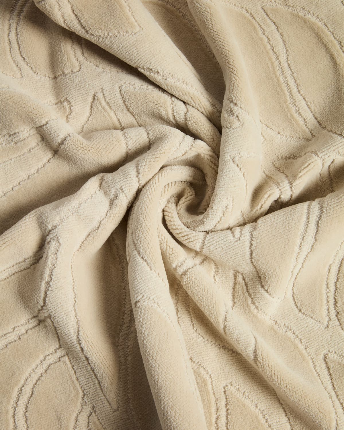 Toalla de manos Lurevi 100% algodón jacquard con acabado terciopelo beige 50 x 90 cm
