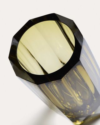 Jarrón Uconi de vidrio verde oliva 26 cm