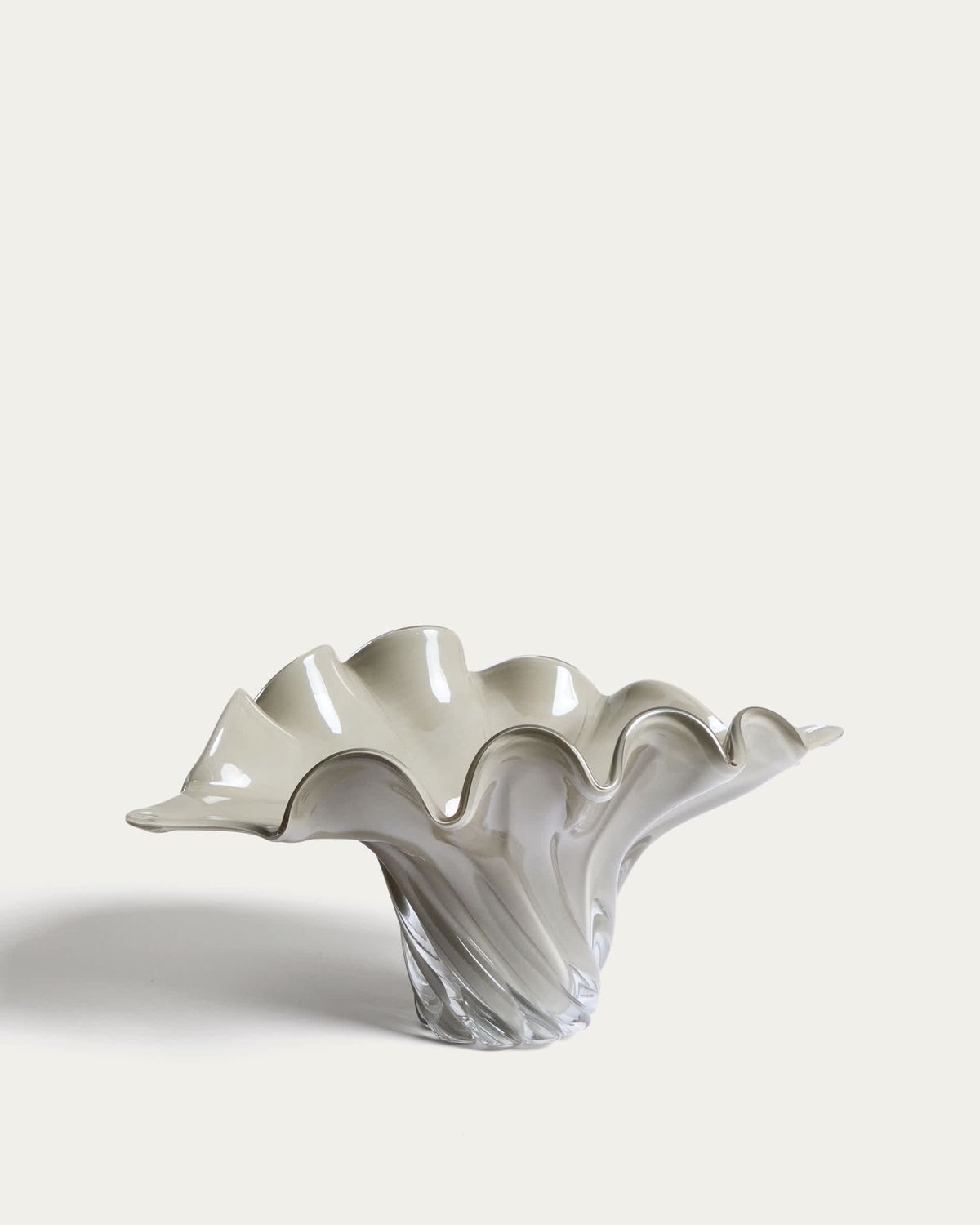 Centro de mesa Lurea de vidrio verde grisáceo 45 x 31 cm