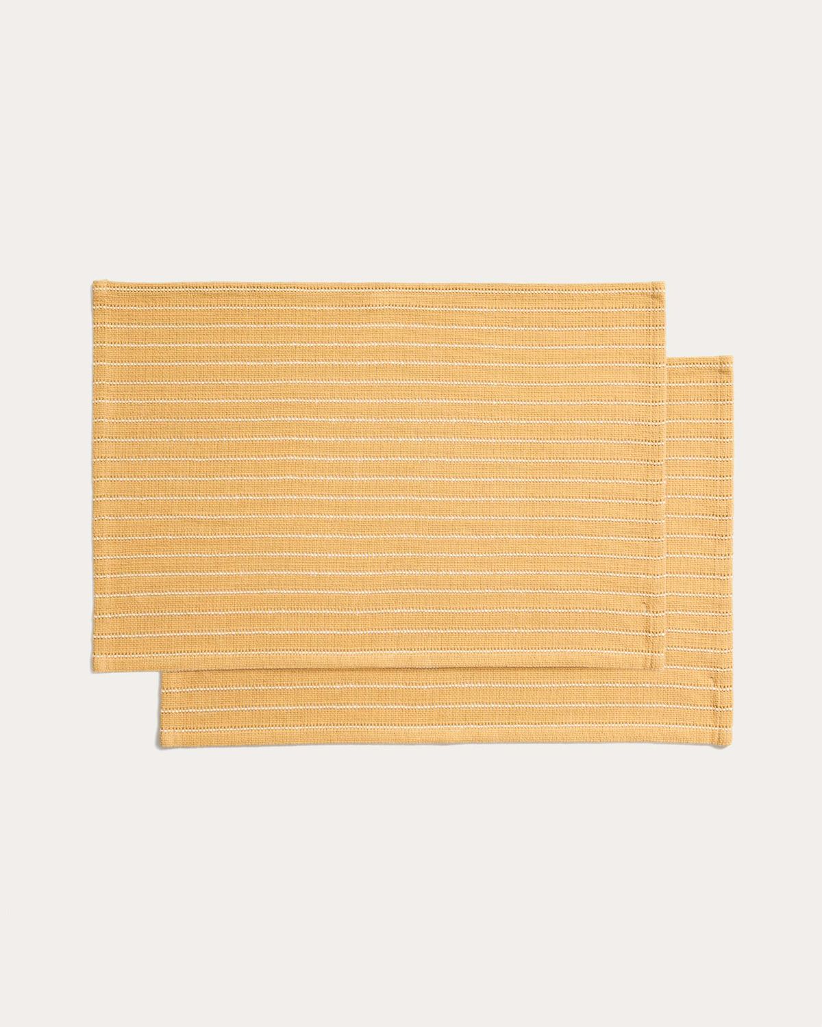 Set Noira de 2 manteles individuales de algodón jacquard mostaza 35 x 50 cm