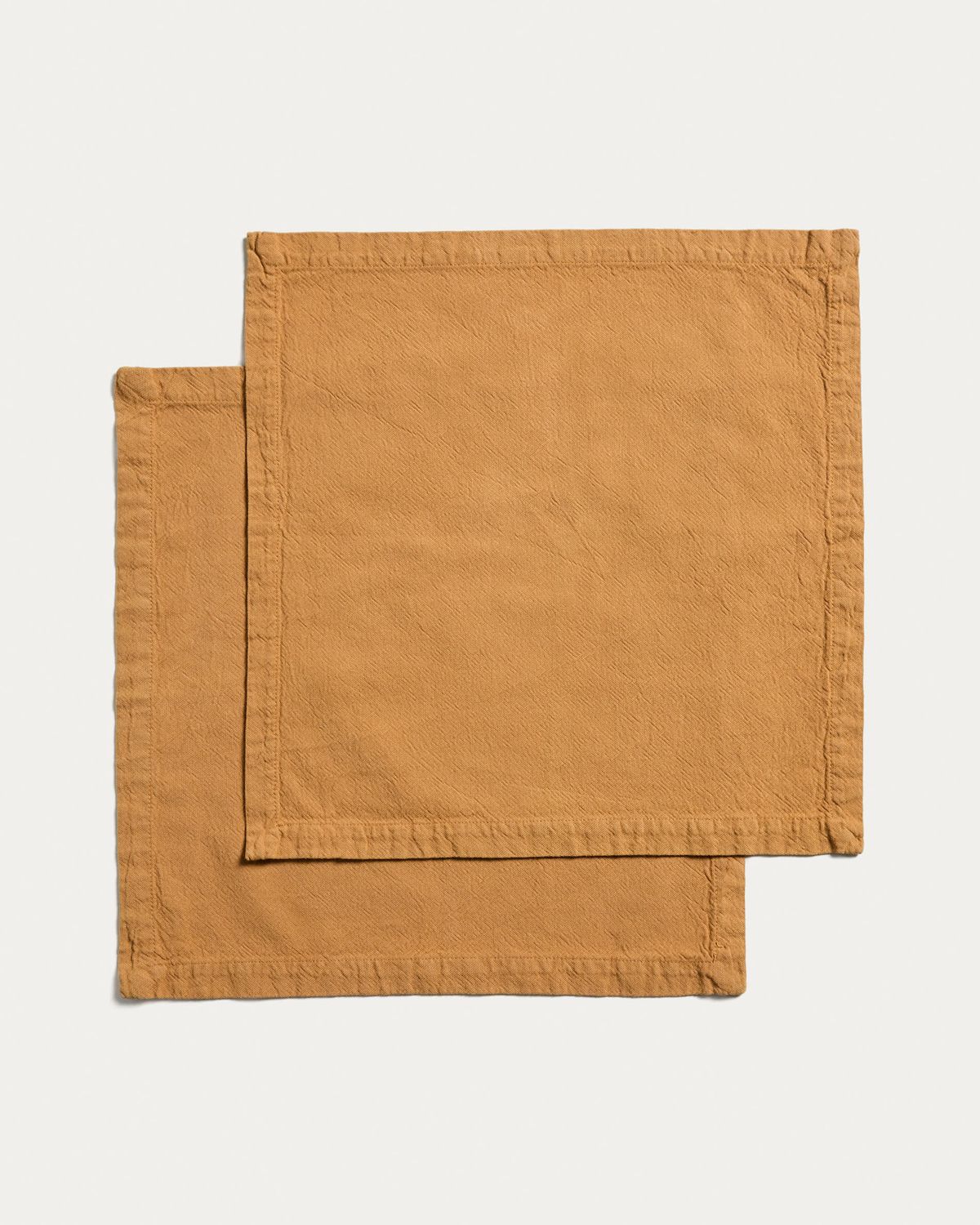 Set Lerava de 2 servilletas de algodón con acabado lavado mostaza 35 x 35 cm
