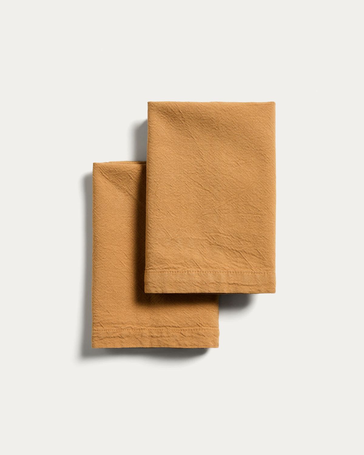 Set Lerava de 2 servilletas de algodón con acabado lavado mostaza 35 x 35 cm